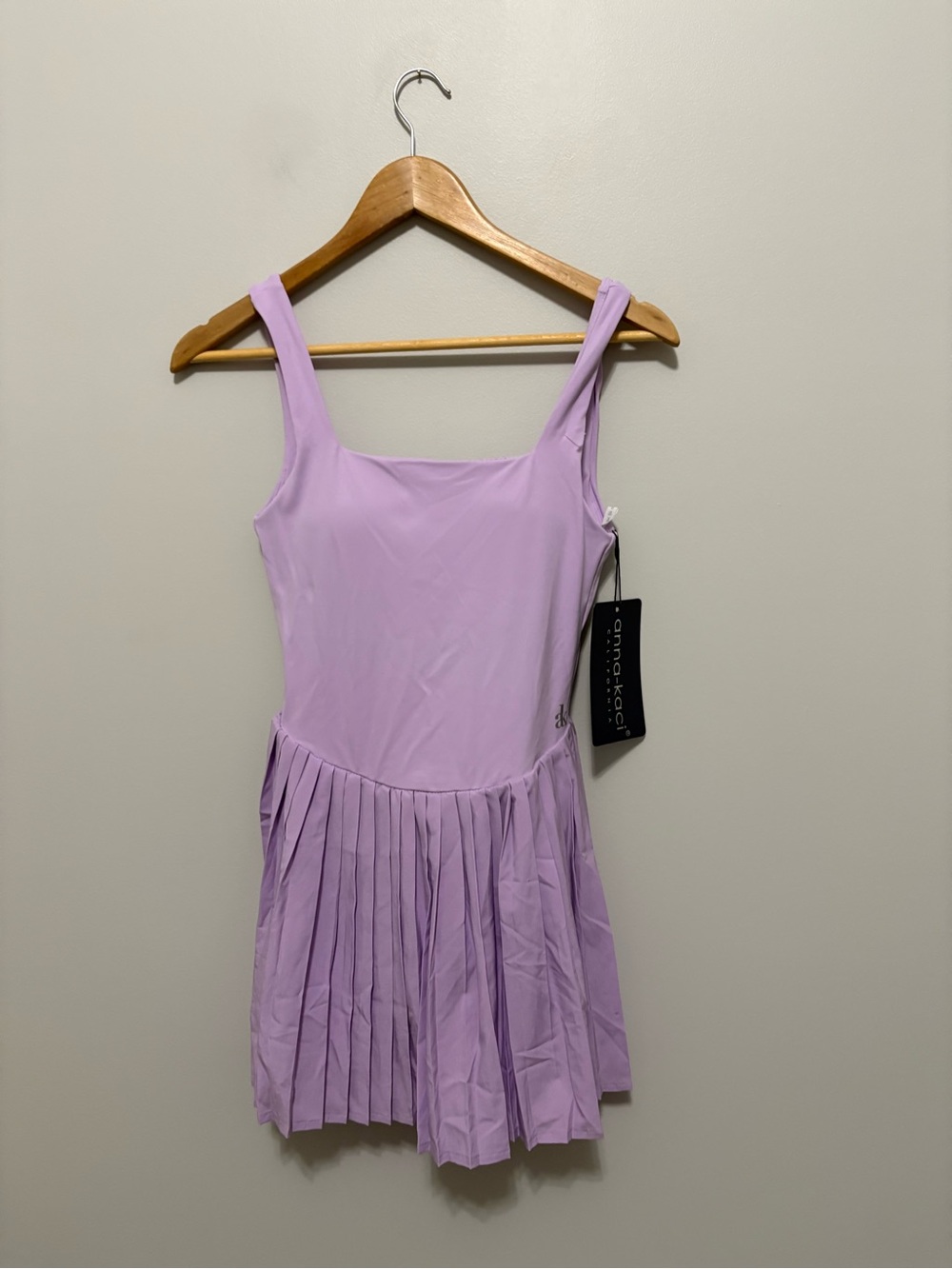 Athleisure Lavender Pleated Golf Pickleball Tennis Square Neckline Dress